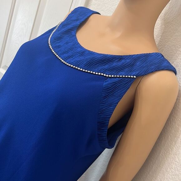 Le Bos Sz 12P Dress & Jacket Set Royal Blue Diamond Accent Scoop Neck Sleeveless - Picture 9 of 13